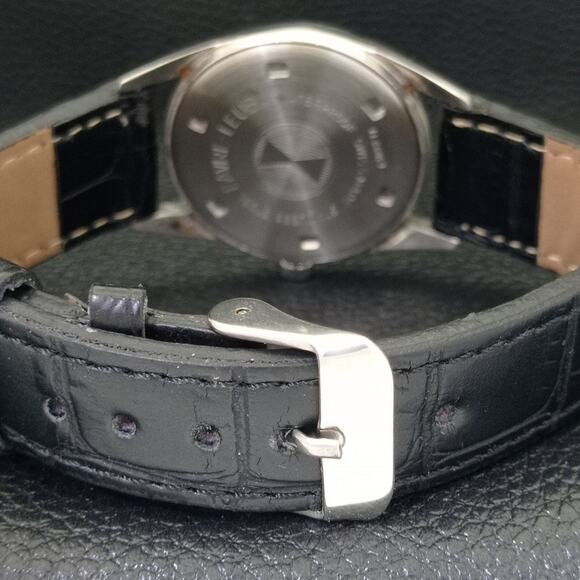 Vintage 1980 Favre Leuba Manual Mens Silver Watch W/Leather Strap - Picture 2 of 9